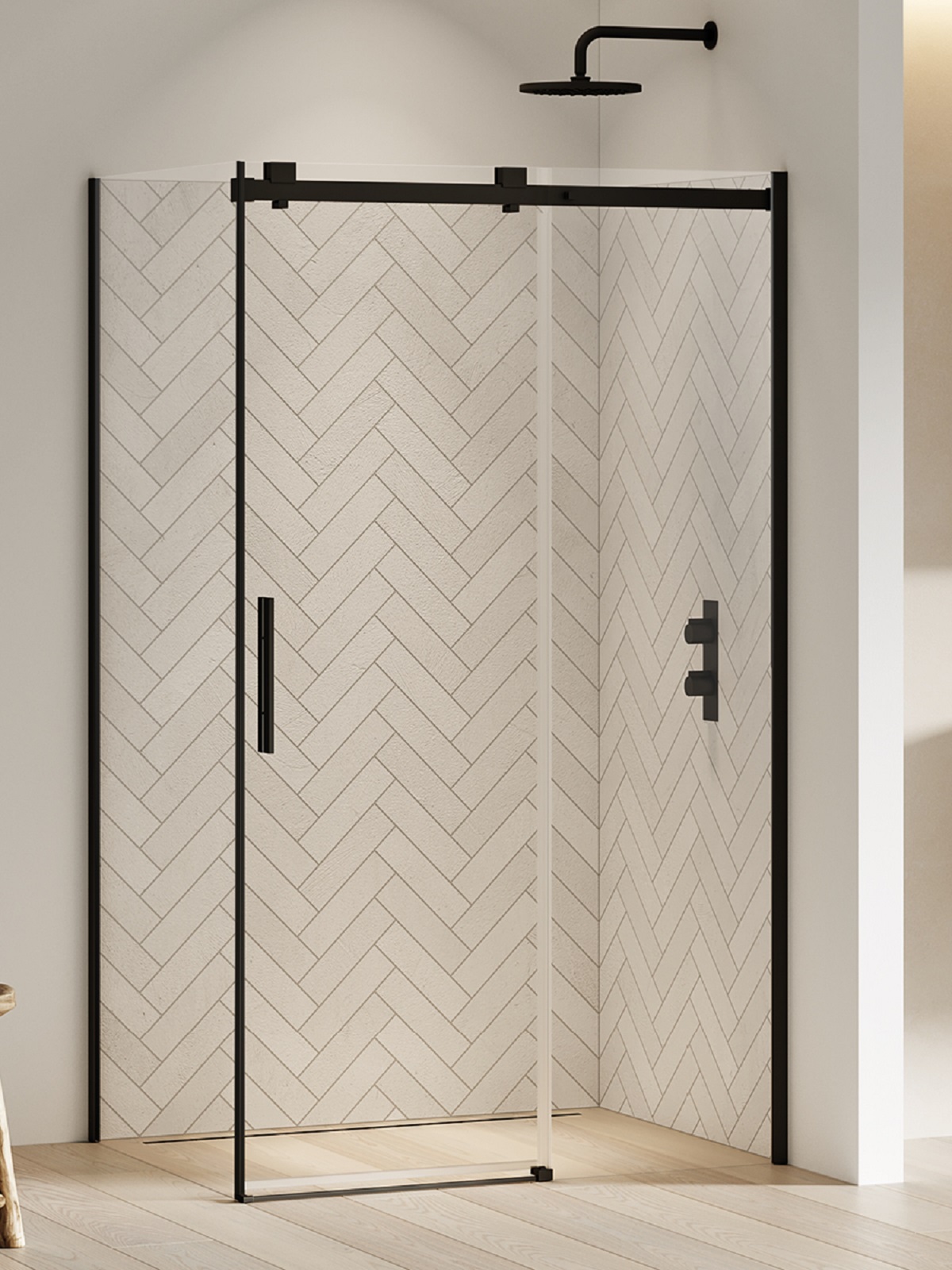 New Trendy Softi Black Duschkabine 120x80 cm rechteckig schwarz Matte/durchsichtiges Glas EXK-3975