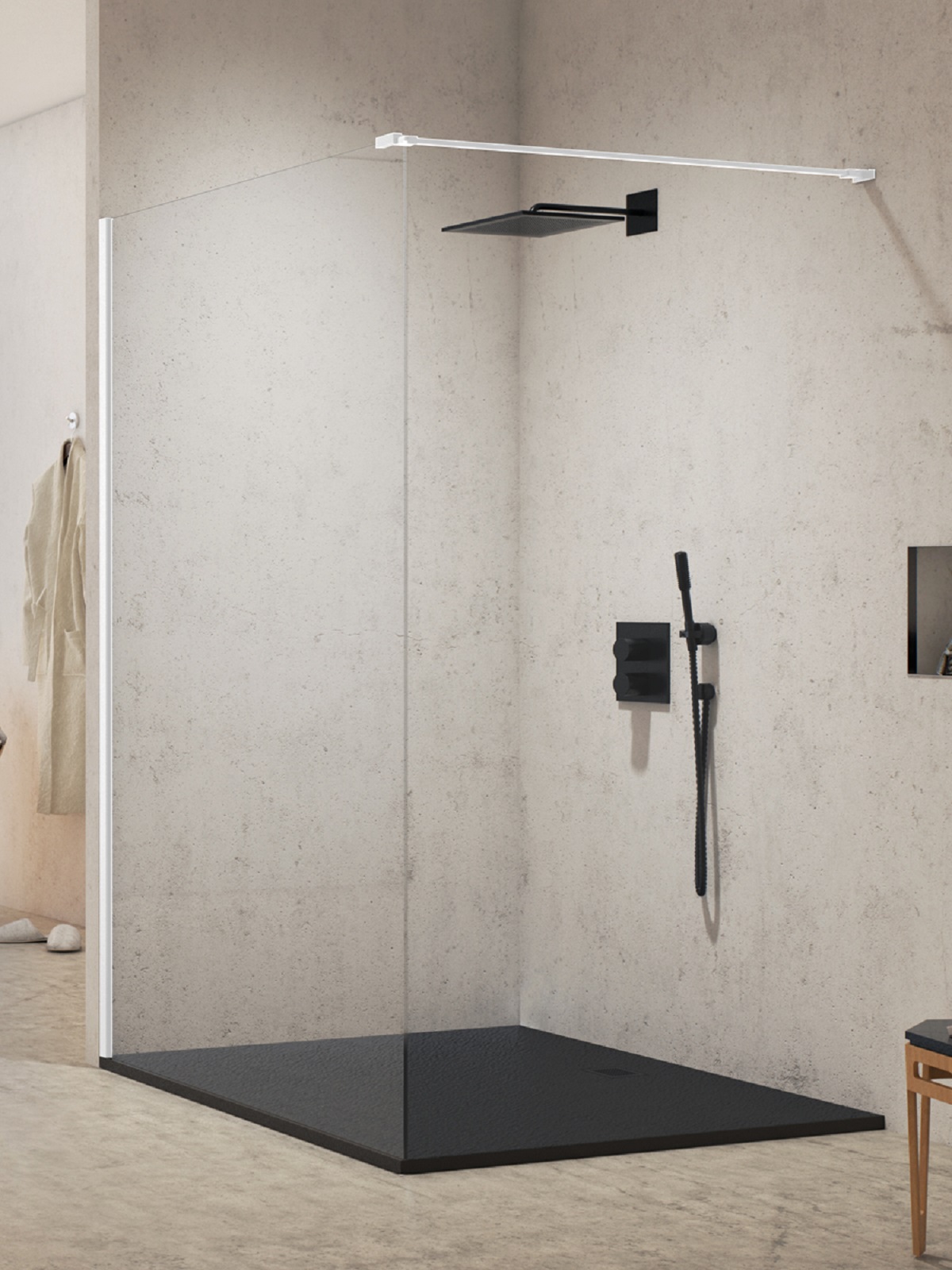 New Trendy New Modus White Walk-In Duschwand 70 cm weiß Matte/durchsichtiges Glas EXK-2201