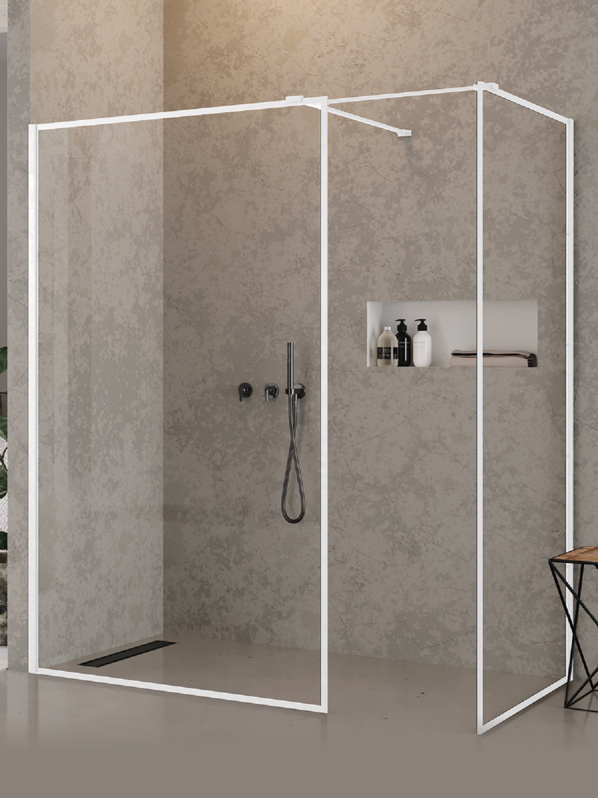New Trendy New Modus White Walk-In Dusche 130x90 cm weiß Matte/durchsichtiges Glas EXK-2319