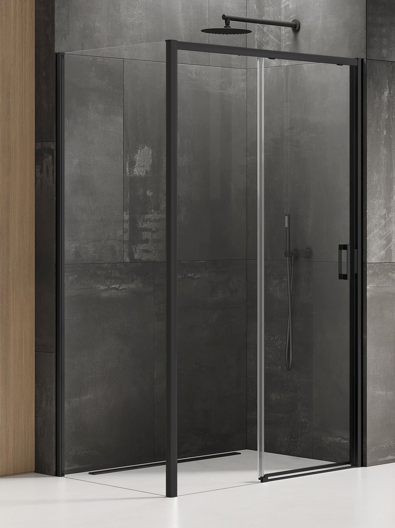 New Trendy Prime Black Duschkabine 130x70 cm rechteckig schwarz Matte/durchsichtiges Glas K-1288