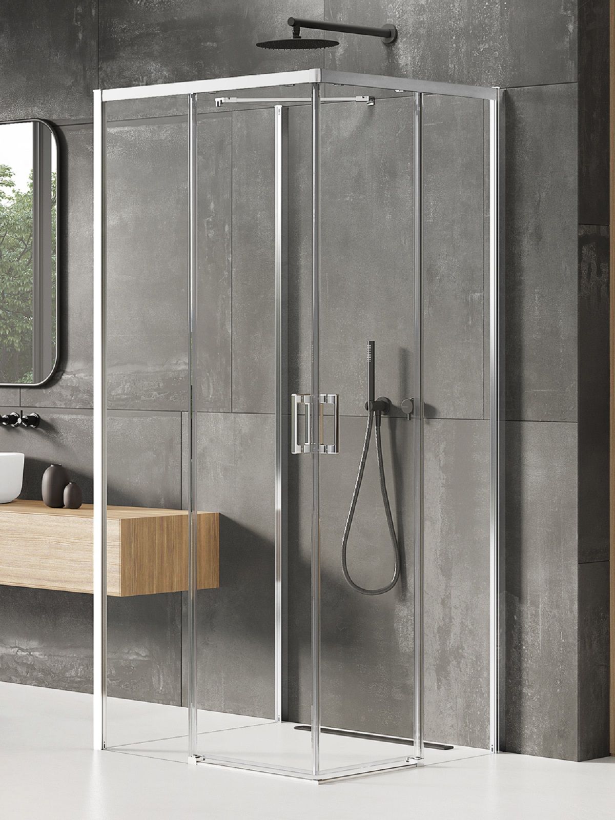 New Trendy Prime Duschkabine 100x80 cm rechteckig chrom Glanz/durchsichtiges Glas K-1518