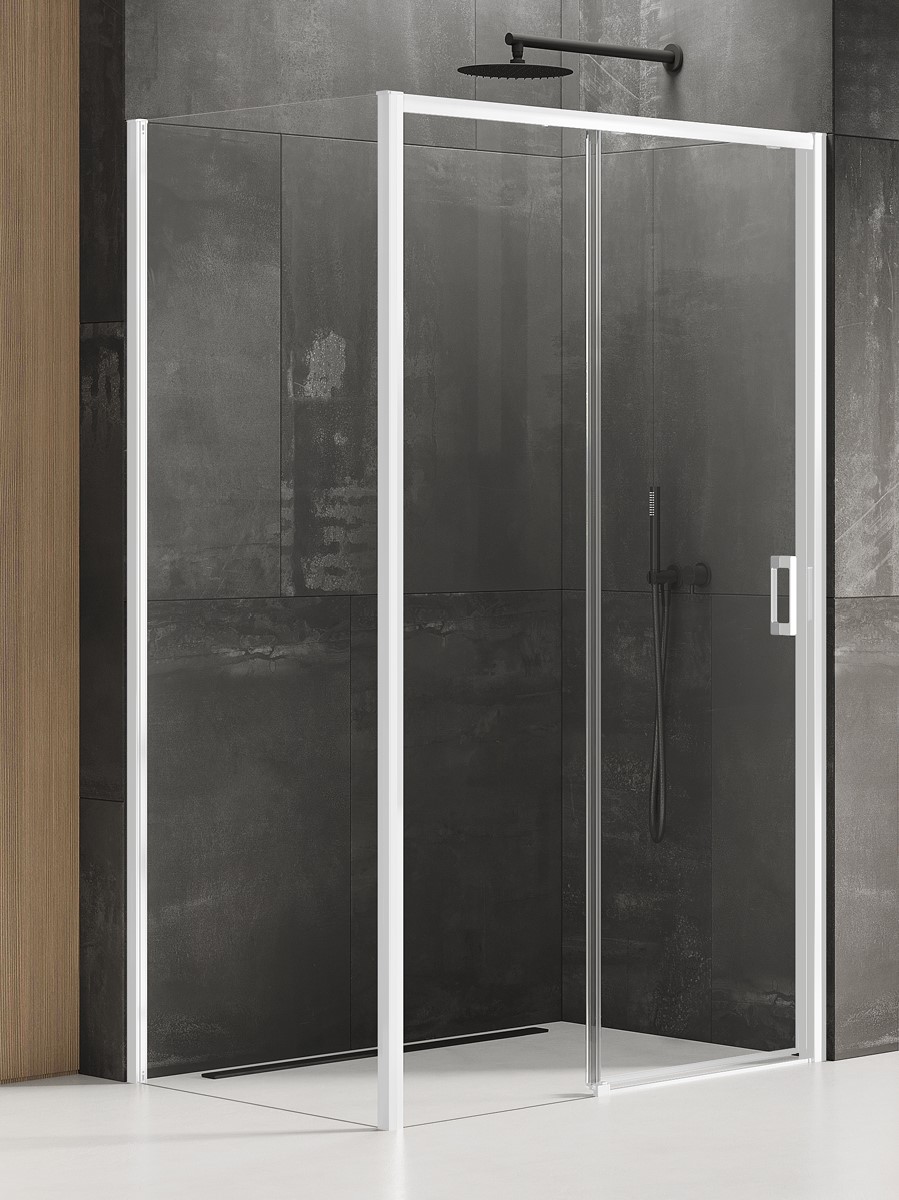 New Trendy Prime White Duschkabine 150x100 cm rechteckig weiß Matte/durchsichtiges Glas K-1379