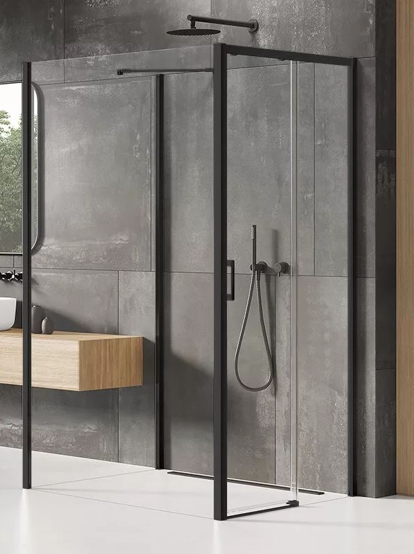 New Trendy Prime Black Duschkabine 120x110 cm rechteckig schwarz Matte/durchsichtiges Glas K-1609