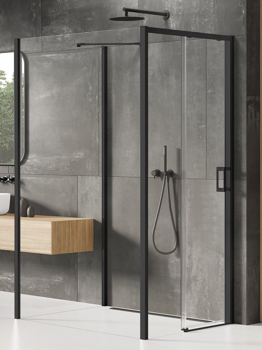 New Trendy Prime Black Duschkabine 120x110 cm rechteckig schwarz Matte/durchsichtiges Glas K-1616