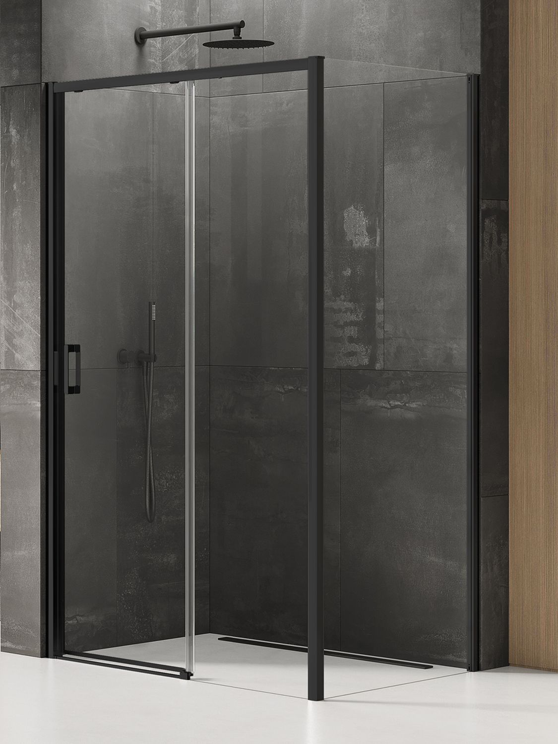 New Trendy Prime Black Duschkabine 140x100 cm rechteckig schwarz Matte/durchsichtiges Glas K-1323