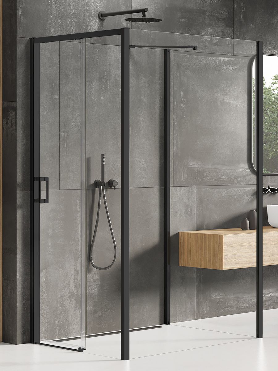 New Trendy Prime Black Duschkabine 120x110 cm rechteckig schwarz Matte/durchsichtiges Glas K-1621