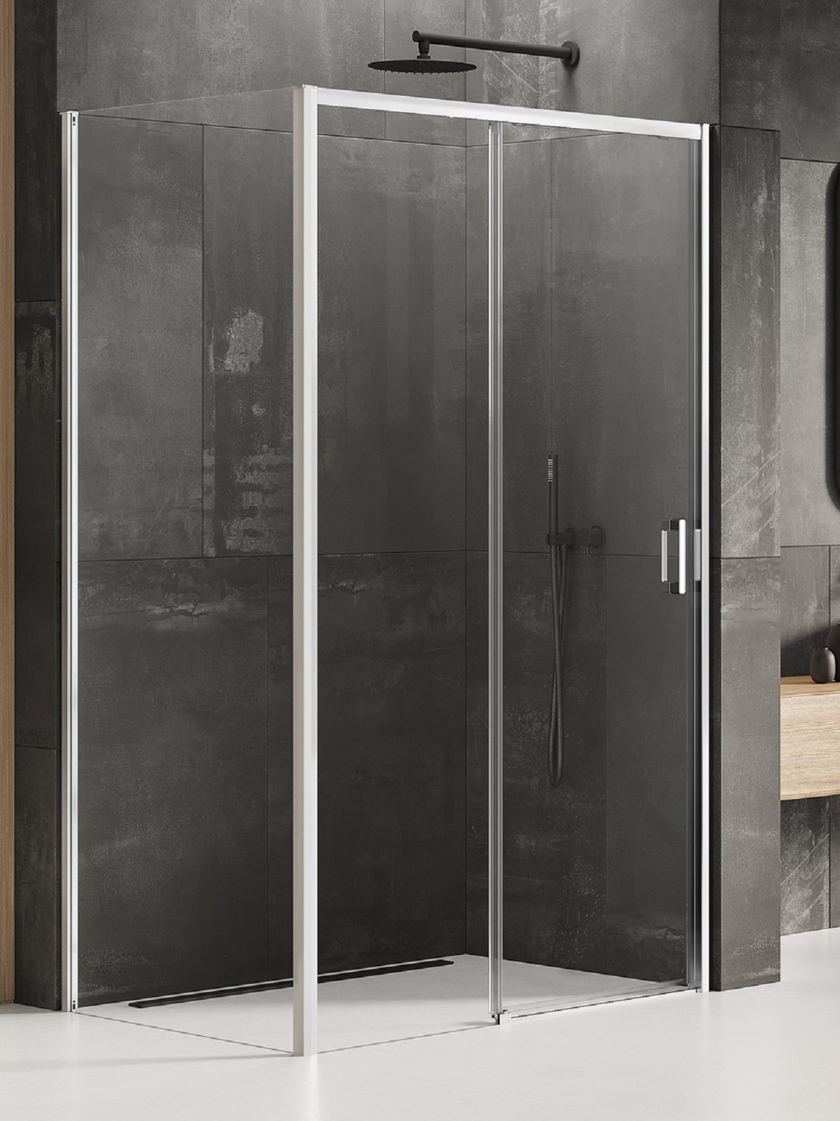 New Trendy Prime Duschkabine 140x80 cm rechteckig chrom Glanz/durchsichtiges Glas K-1213