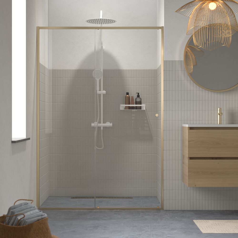 Sealskin Contour Duschtüren 140 cm Schiebe- gold gebürstet/durchsichtiges Glas CD121406495100