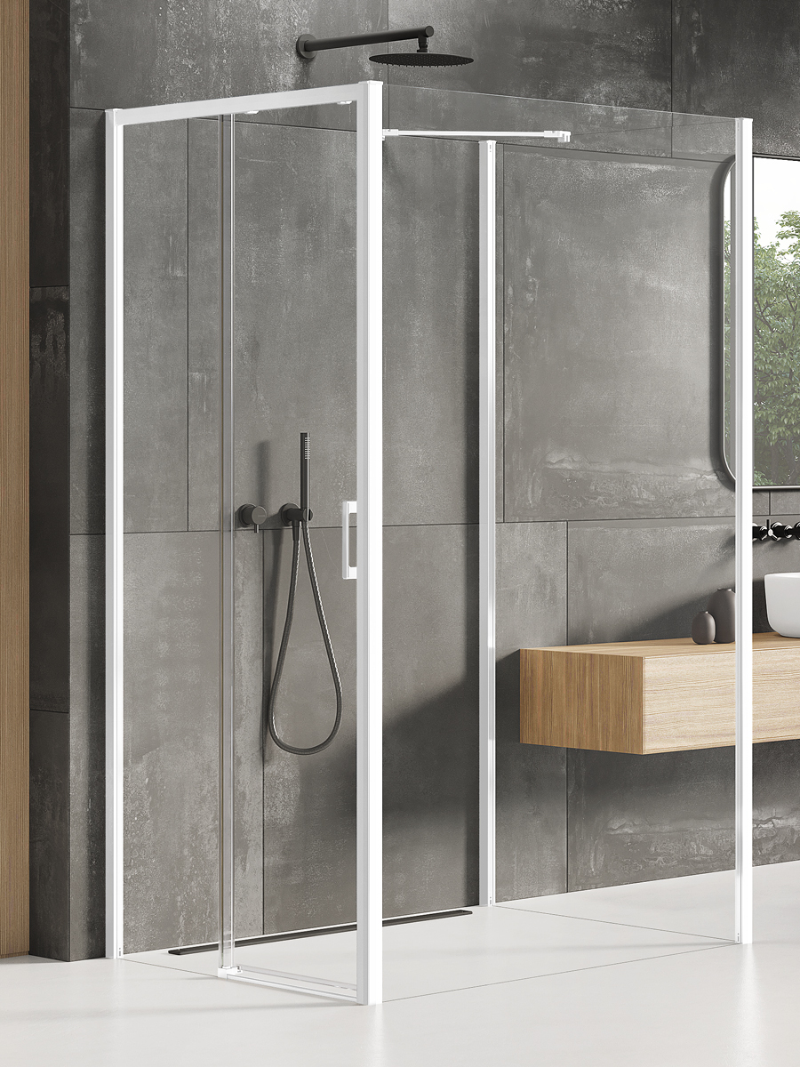 New Trendy Prime White Duschkabine 120x100 cm rechteckig weiß Matte/durchsichtiges Glas K-1071