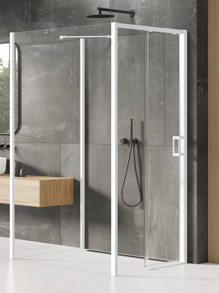 New Trendy Prime White Duschkabine 100x100 cm quadratisch weiß Matte/durchsichtiges Glas K-1415