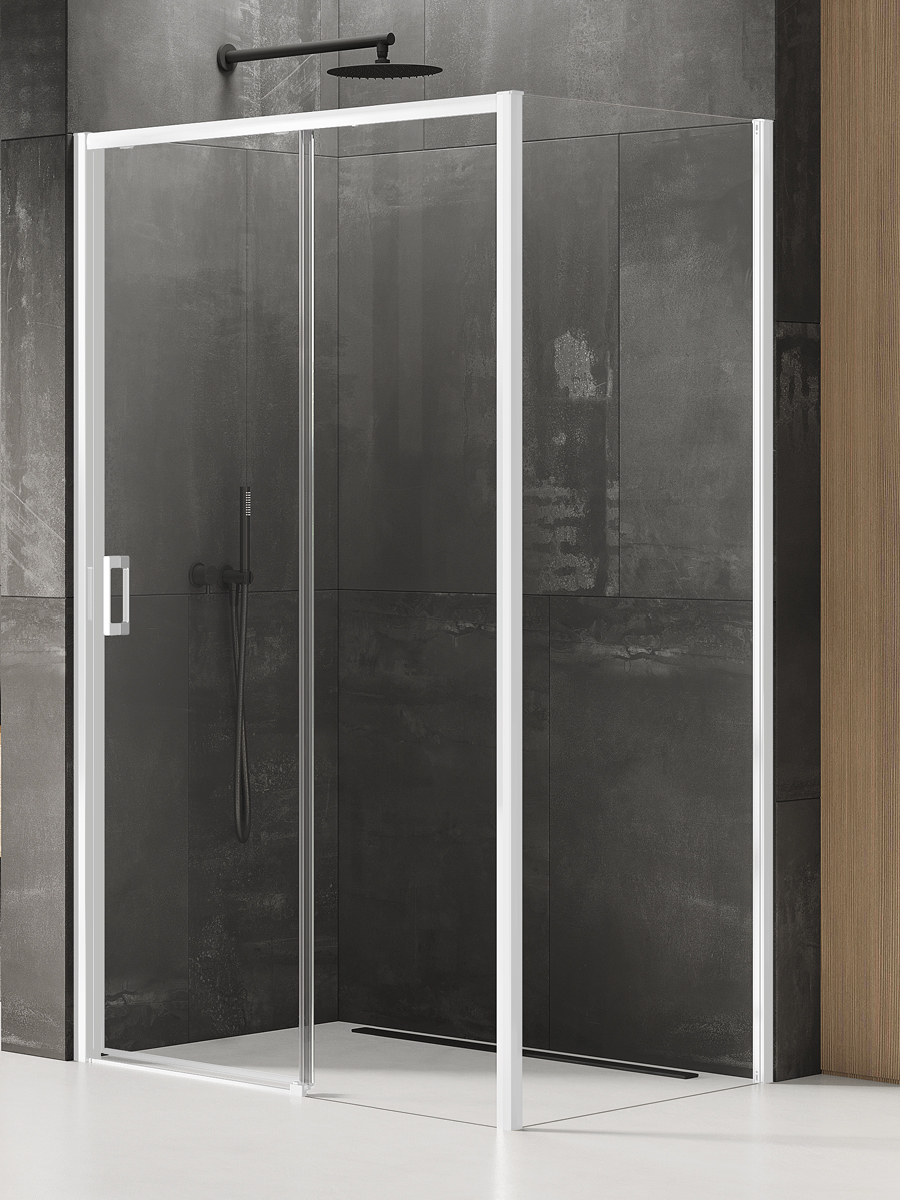 New Trendy Prime White Duschkabine 110x90 cm rechteckig weiß Matte/durchsichtiges Glas K-1390