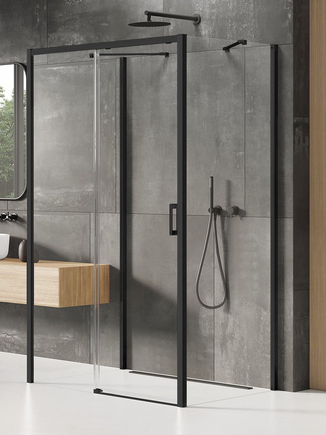 New Trendy Prime Black Duschkabine 160x70 cm rechteckig schwarz Matte/durchsichtiges Glas K-0932