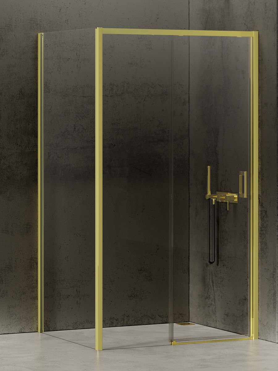 New Trendy Prime Light Gold Duschkabine 120x70 cm rechteckig gold Glanz/durchsichtiges Glas K-1444