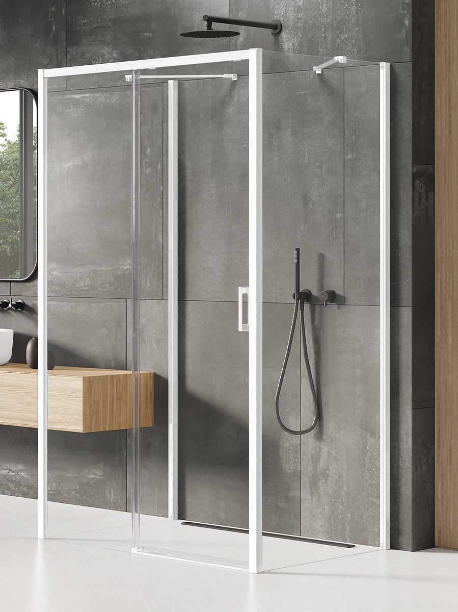 New Trendy Prime White Duschkabine 120x100 cm rechteckig weiß Matte/durchsichtiges Glas K-1015