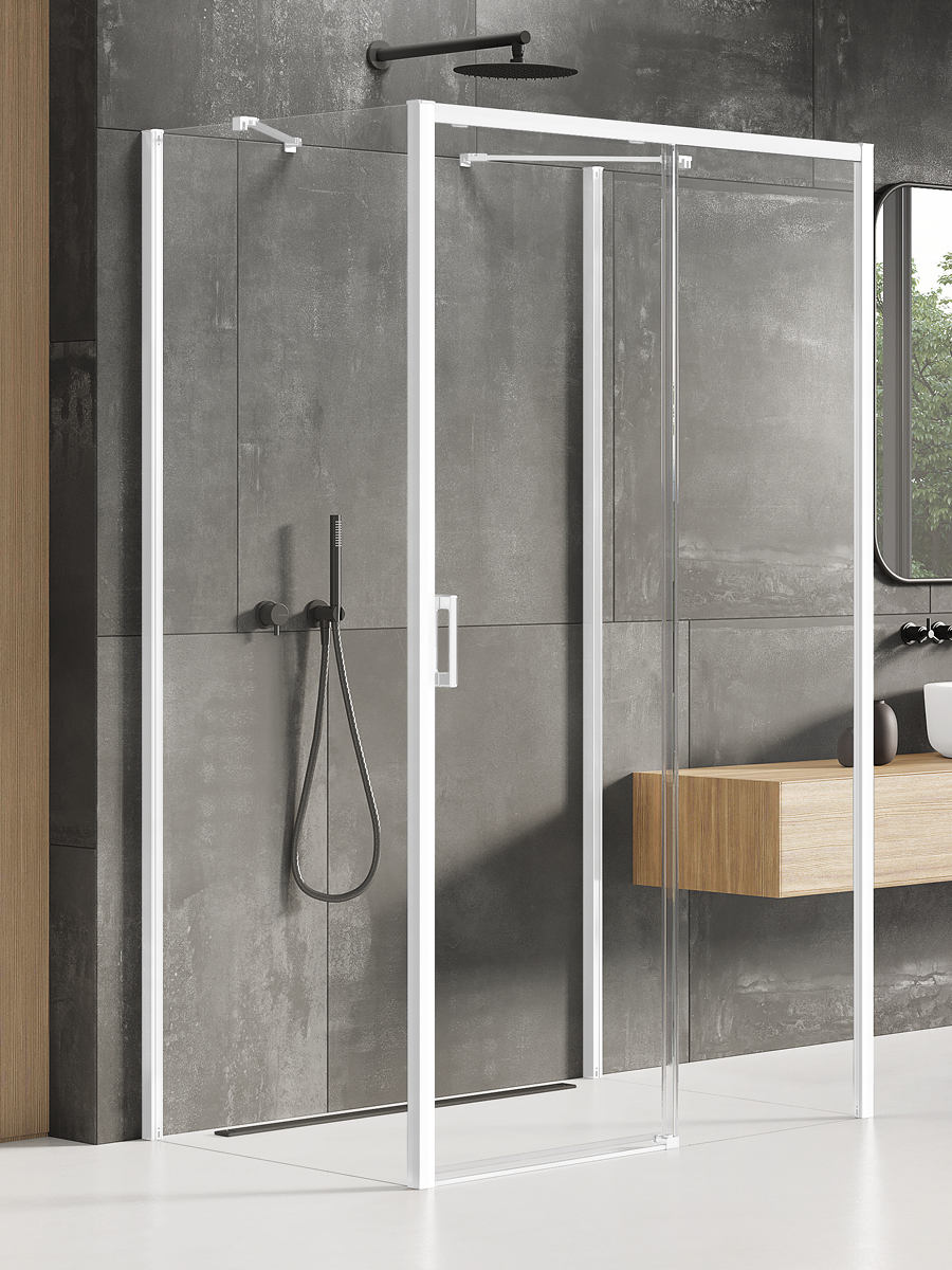 New Trendy Prime White Duschkabine 120x100 cm rechteckig weiß Matte/durchsichtiges Glas K-1043