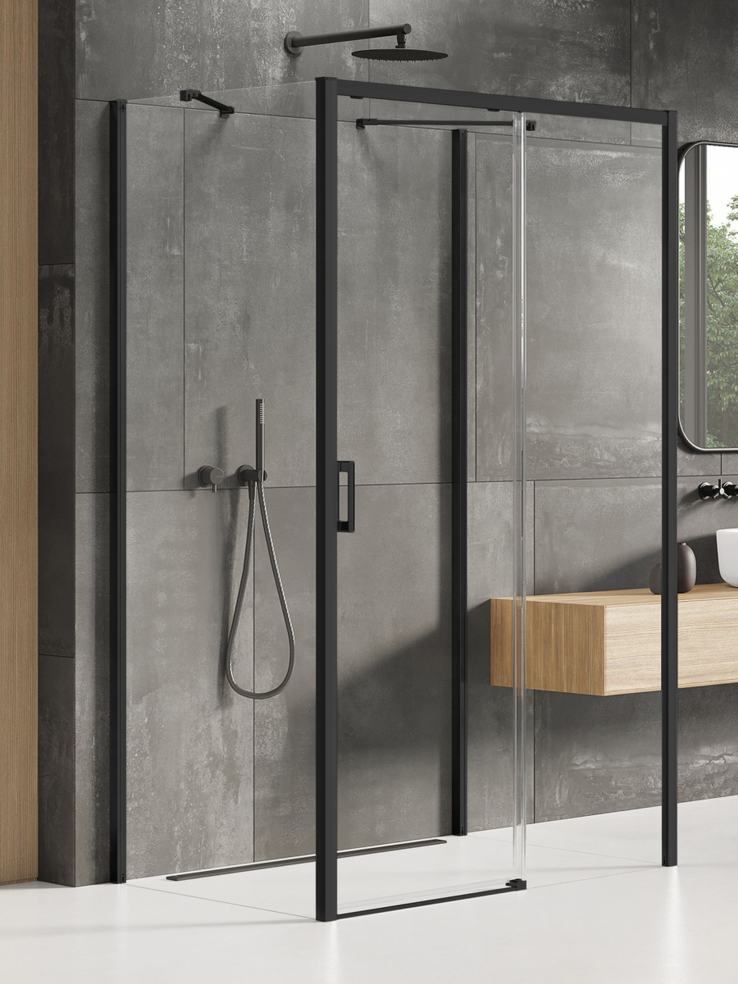 New Trendy Prime Black Duschkabine 120x90 cm rechteckig schwarz Matte/durchsichtiges Glas K-0946