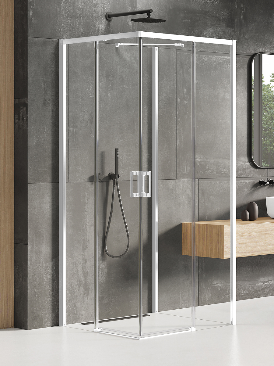 New Trendy Prime White Duschkabine 100x80 cm rechteckig weiß Matte/durchsichtiges Glas K-1091