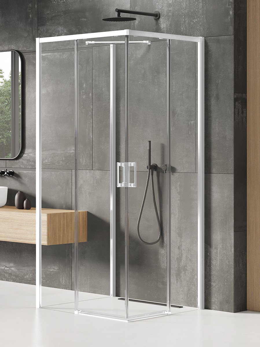New Trendy Prime White Duschkabine 80x70 cm rechteckig weiß Matte/durchsichtiges Glas K-1534