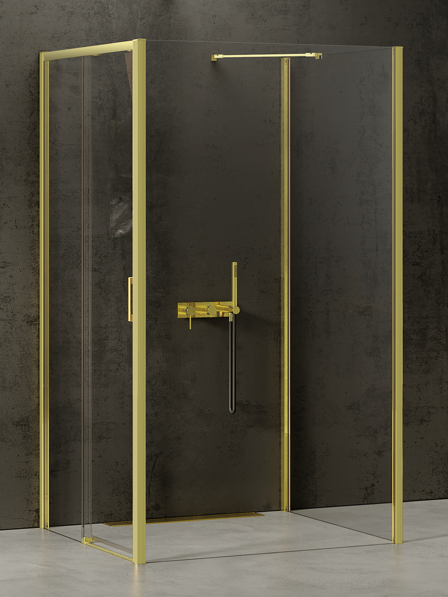 New Trendy Prime Light Gold dusche 120x120 cm quadratisch gold Glanz/durchsichtiges Glas K-1641