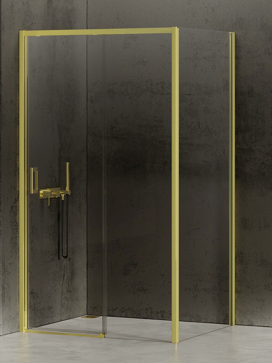 New Trendy Prime Light Gold Duschkabine 120x80 cm rechteckig gold Glanz/durchsichtiges Glas K-1473