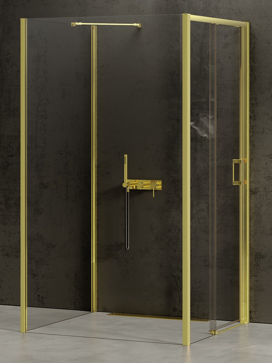 New Trendy Prime Light Gold Duschkabine 110x90 cm rechteckig gold Glanz/durchsichtiges Glas K-1498