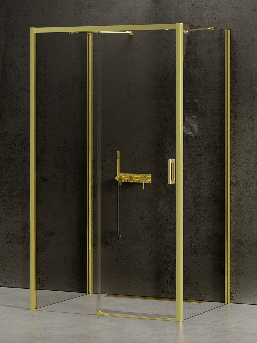 New Trendy Prime Light Gold Duschkabine 120x90 cm rechteckig gold Glanz/durchsichtiges Glas K-1110