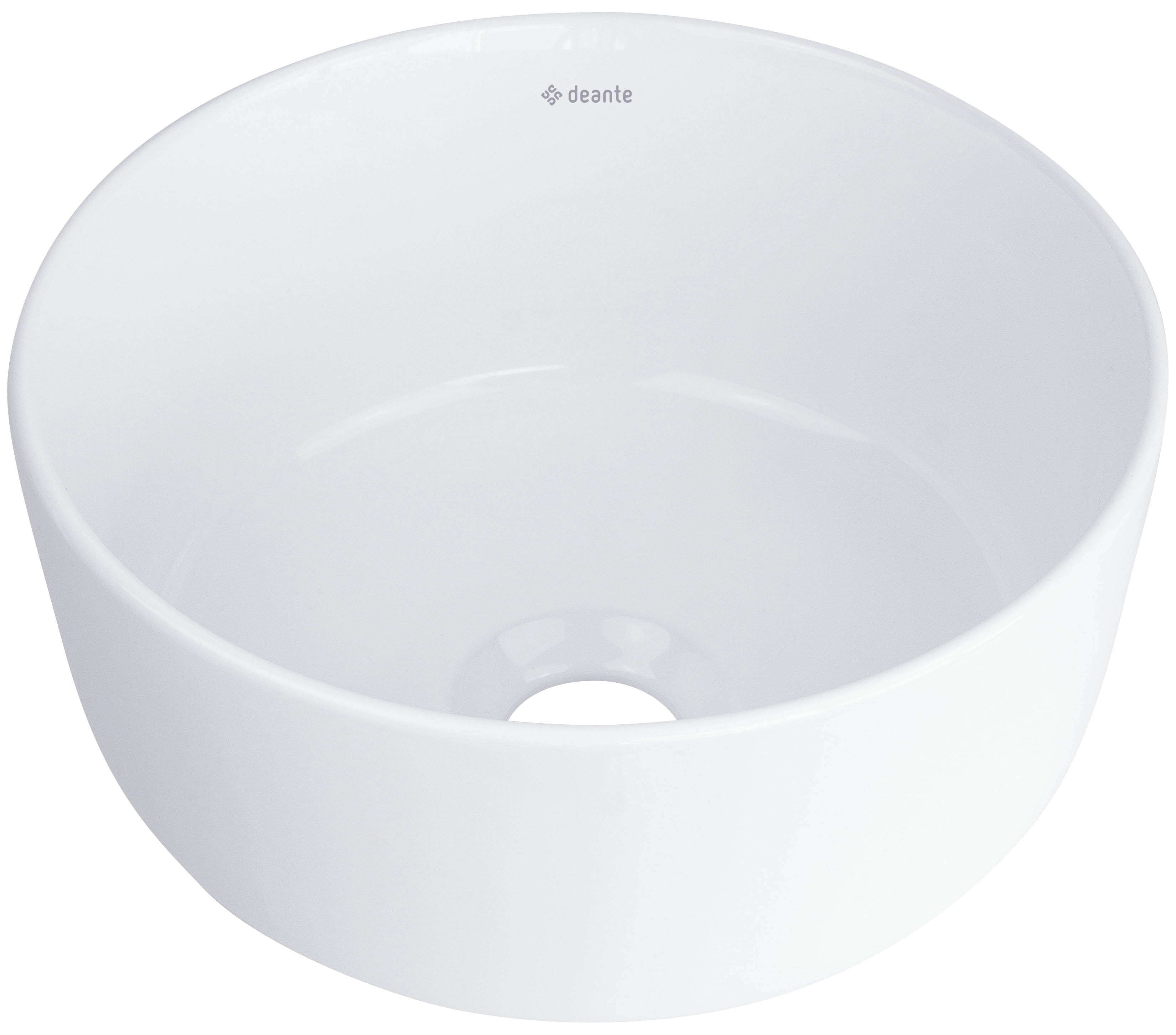 Deante Jasmin Waschbecken 28x28 cm rund Aufsatzwaschbecken weiß glanz CDJ_6U2S