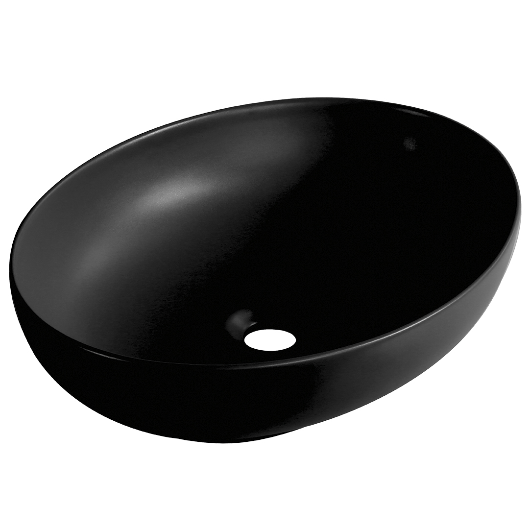 Laveo Desna Waschbecken 51.5x39.5 cm oval Aufsatzwaschbecken schwarz matte VUDB251