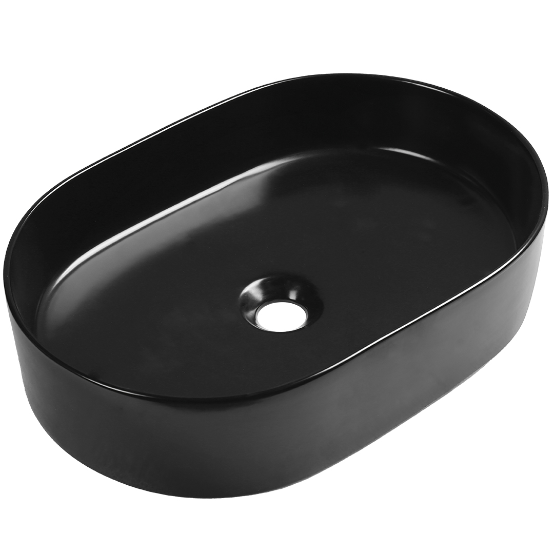 Laveo Desna Waschbecken 51x35 cm oval Aufsatzwaschbecken schwarz matte VUDB250