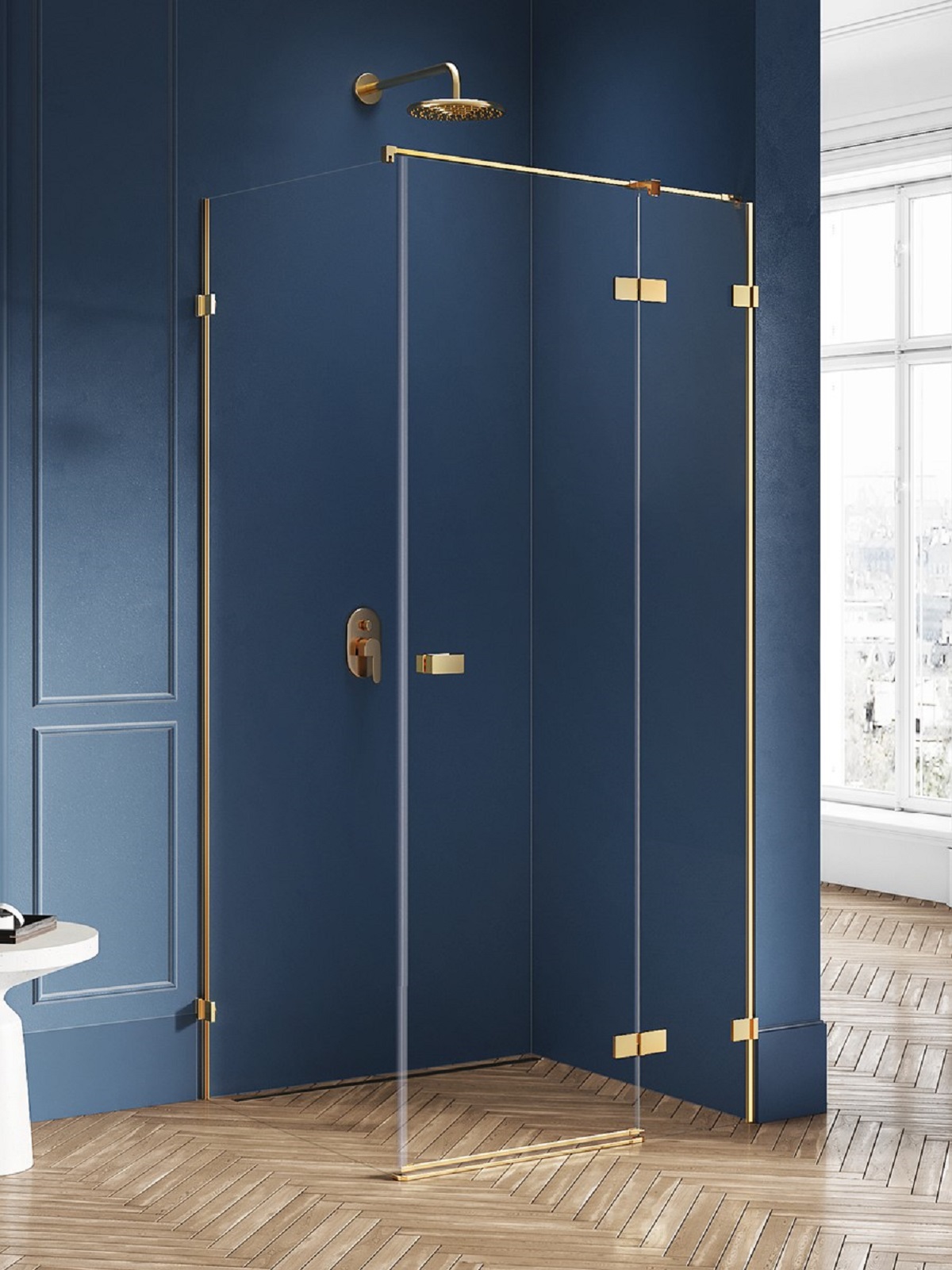 New Trendy Avexa Gold Brushed Duschkabine 120x80 cm rechteckig gold gebürstet/durchsichtiges Glas EXK-1739