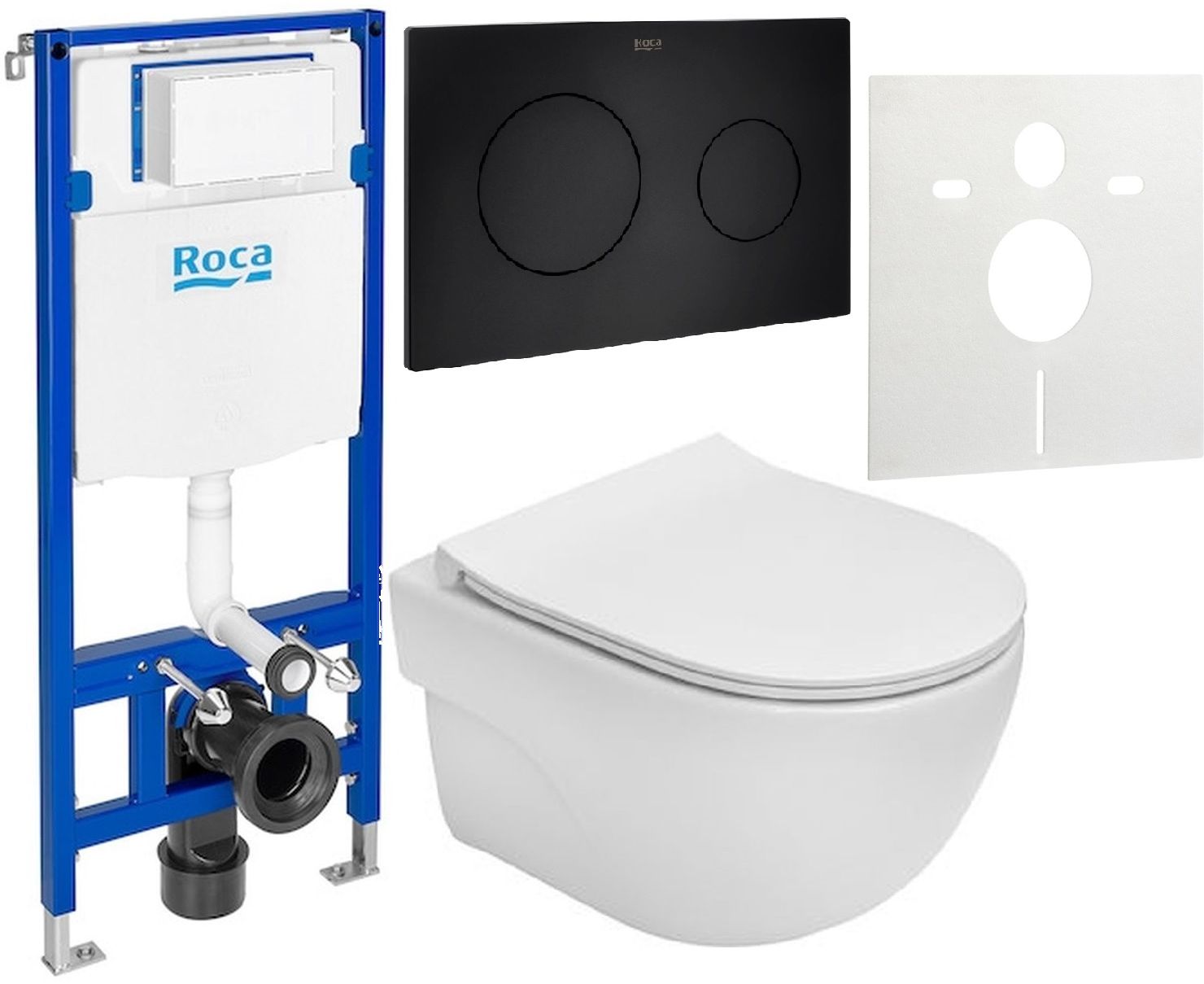 Set WC-Set mit Sitz Roca Meridian-N Compacto A34H242000, Unterputzrahmen Roca Duplo One A890070020, A890189206, A890063000