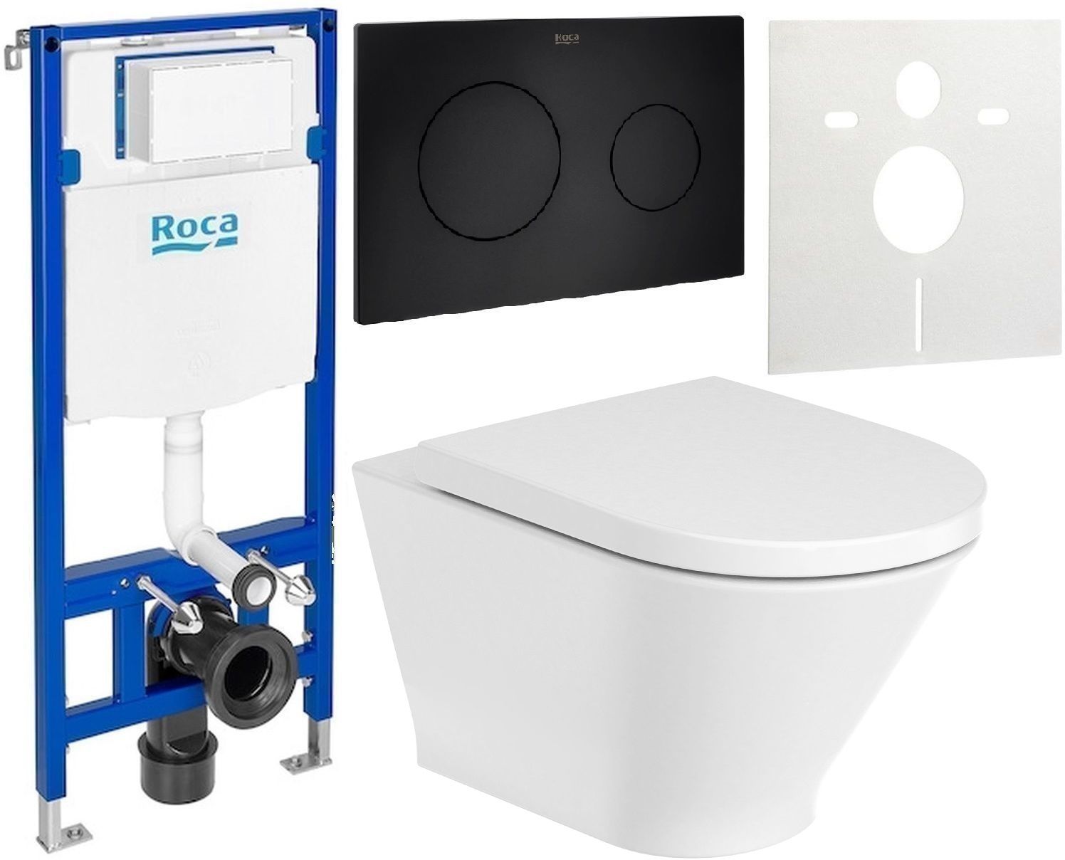 Set WC-Becken Roca Gap Round A3460NLS00, Unterputzrahmen Roca Duplo One A890070020, A801D12001, A890189206, A890063000