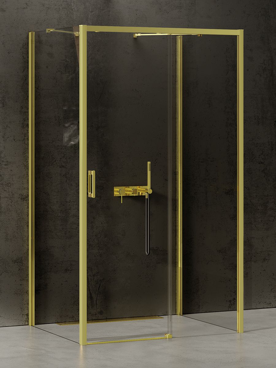 New Trendy Prime Light Gold Duschkabine 120x70 cm rechteckig gold Glanz/durchsichtiges Glas K-1136