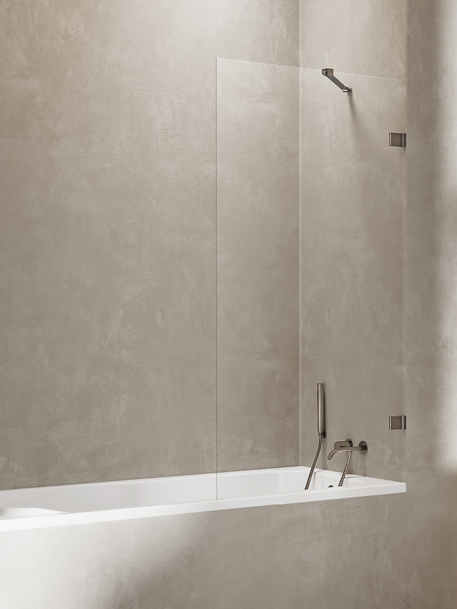 New Trendy Avexa Gunmetal Brushed Badewannenabtrennung 50 cm einteilig braun gebürstet/durchsichtiges Glas EXK-3515