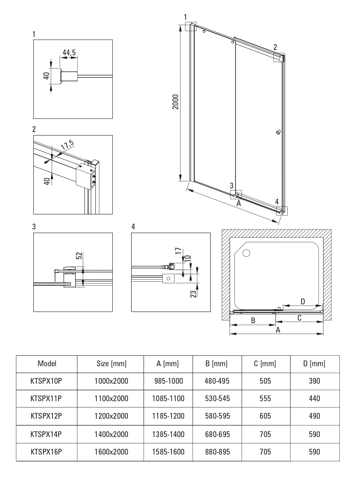 Deante Kerria Plus Duschtüren 100 cm Schiebe- chrom Glanz/durchsichtiges Glas KTSP010P