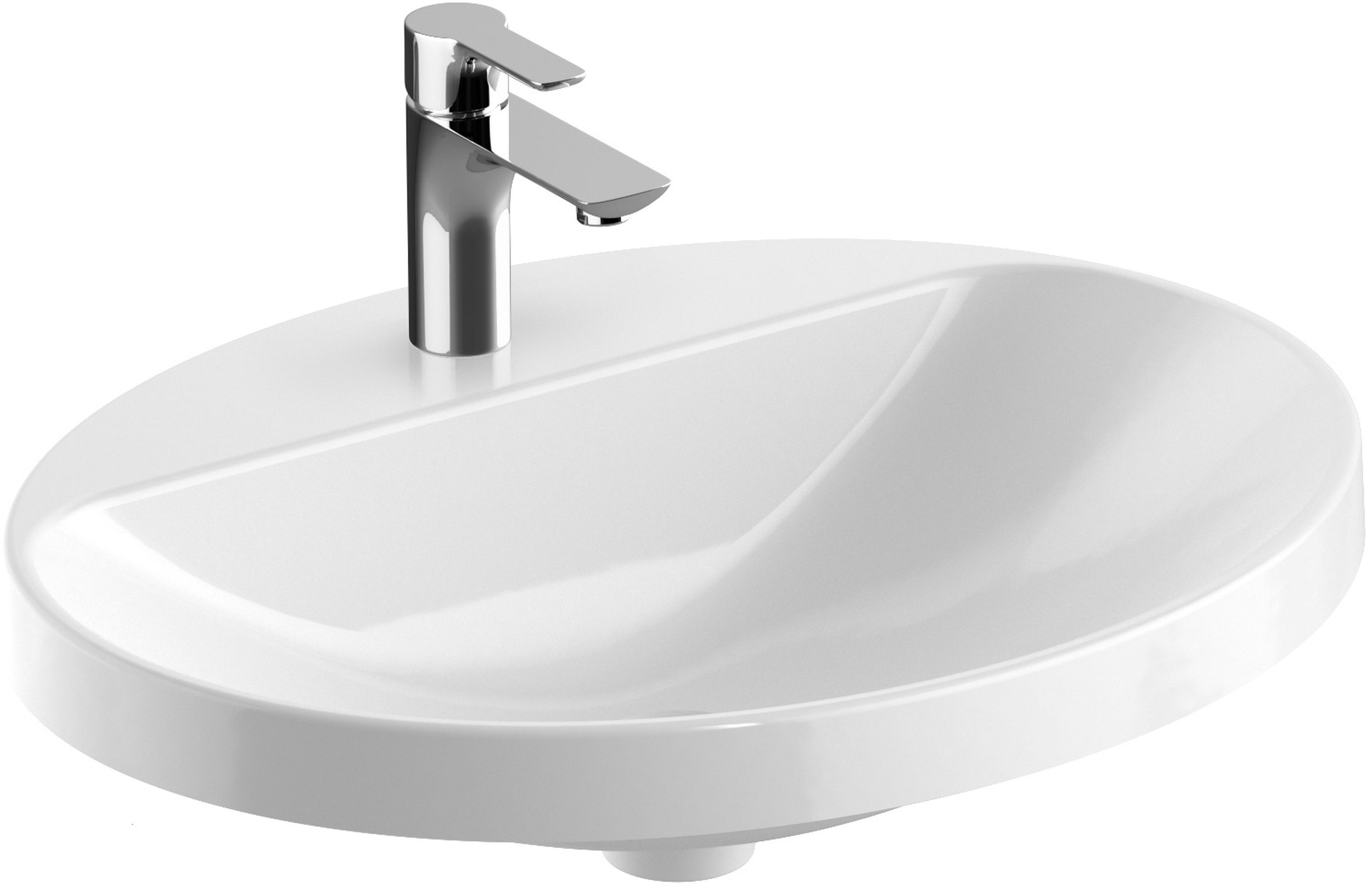 Geberit Variform Waschbecken 60x48 cm oval Einbauwaschbecken weiß glanz 500.726.00.2