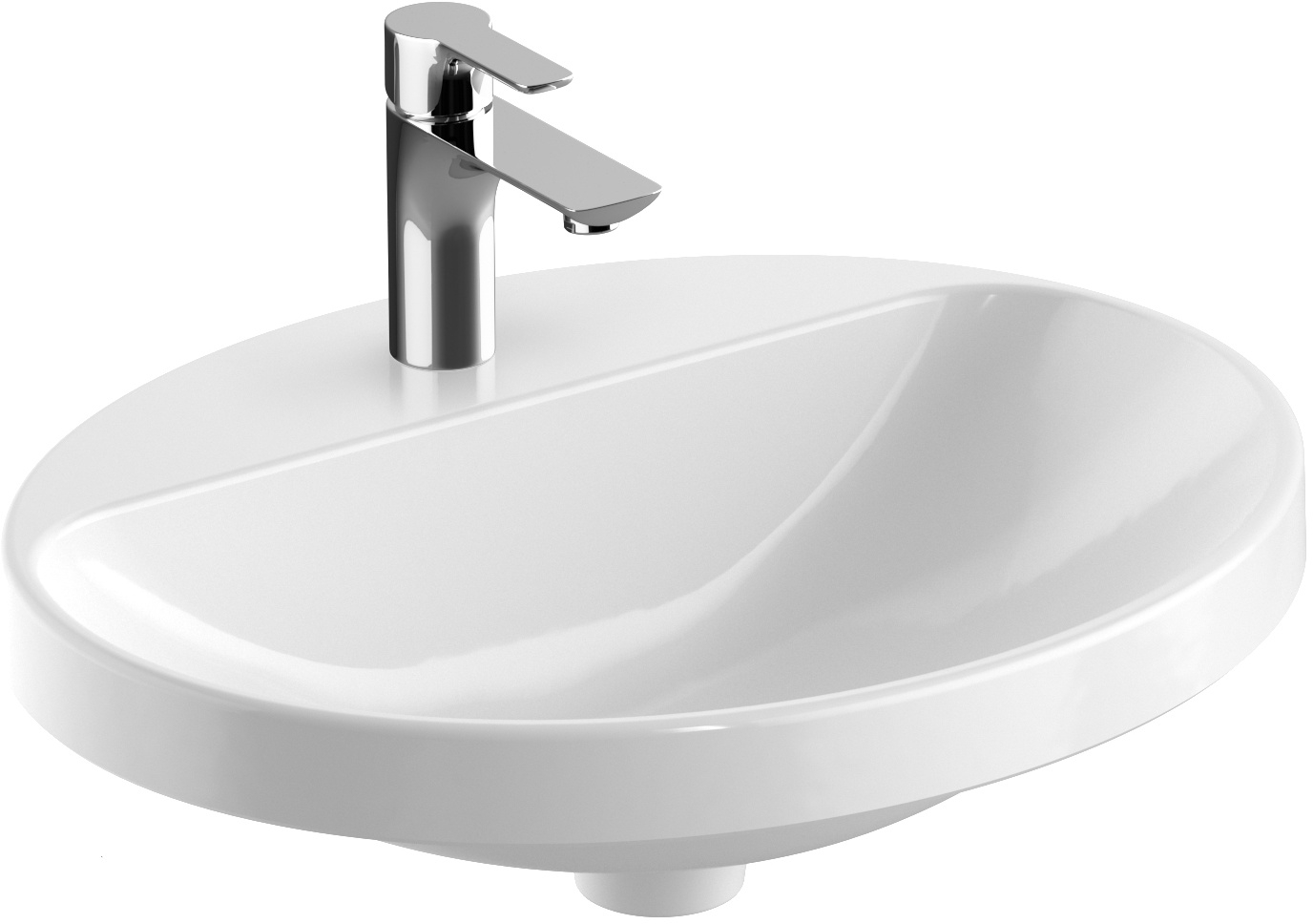 Geberit Variform Waschbecken 55x45 cm oval Einbauwaschbecken weiß glanz 500.722.00.2