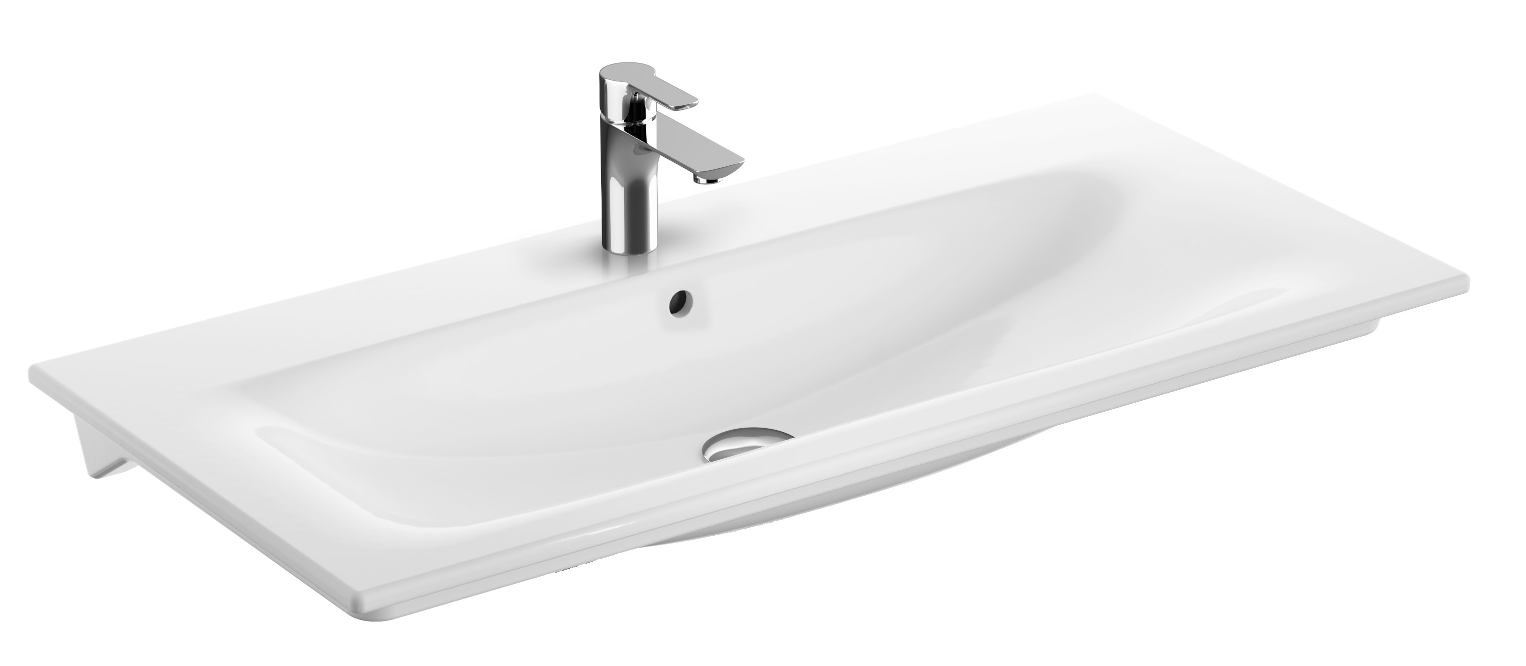 Geberit Selnova Square Waschbecken 100x48 cm rechteckig Möbel weiß glanz 500.997.00.1