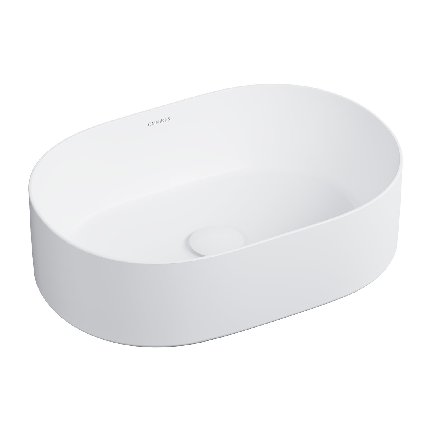 Omnires Mesa Waschbecken 46x31 cm oval Aufsatzwaschbecken weiß matte MESA460BM