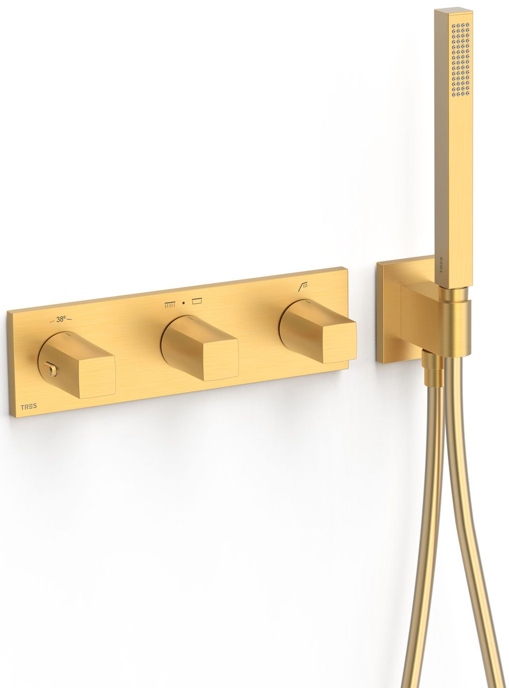Tres B-System Badewannen- und Duscharmatur Unterputz mit Thermostat gold 30725301OM