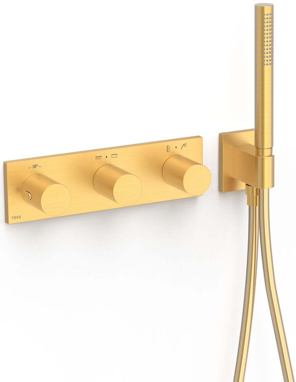 Tres B-System Badewannen- und Duscharmatur Unterputz mit Thermostat gold 30735401OM