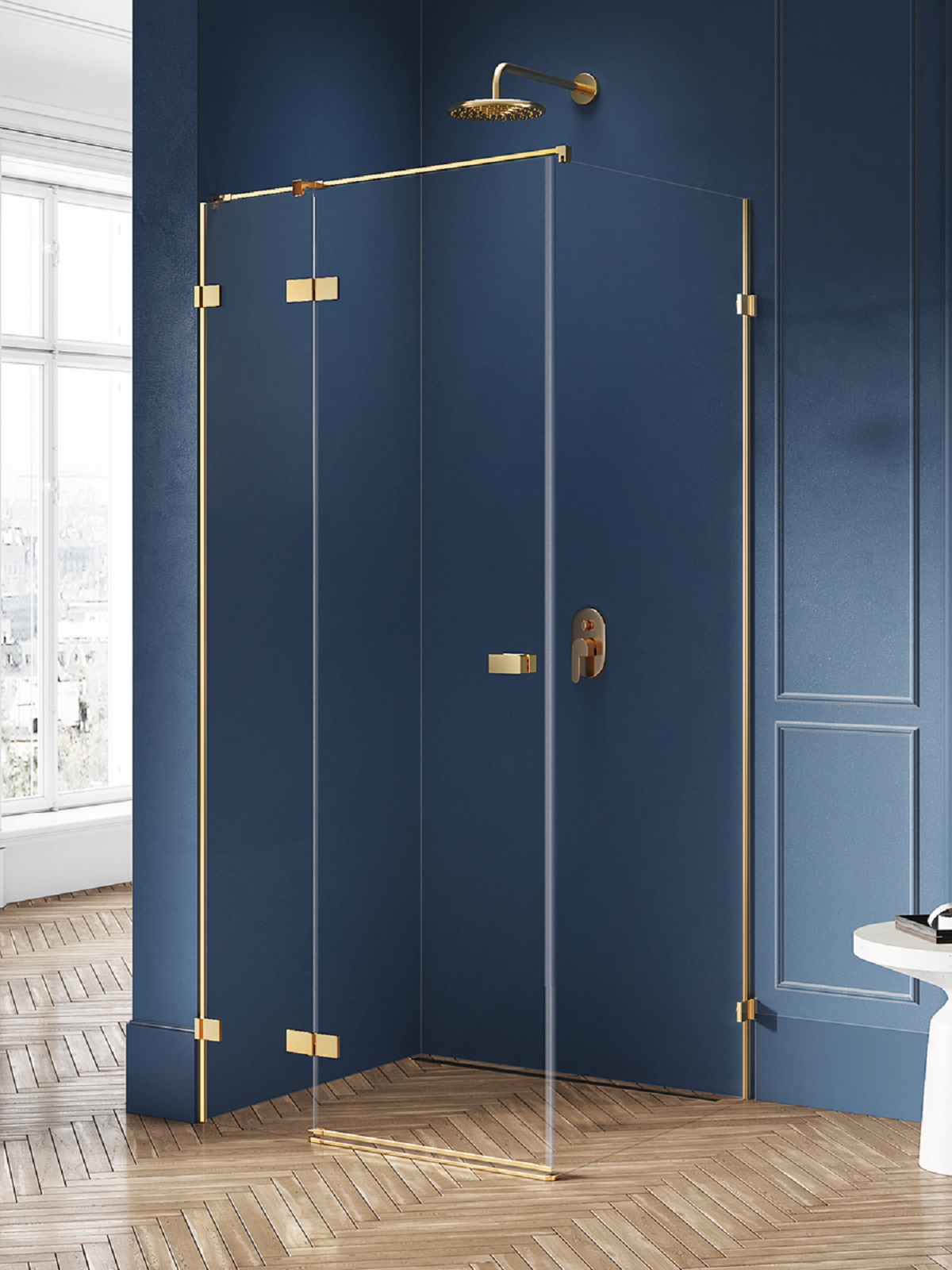 New Trendy Avexa Gold Brushed Duschkabine 120x90 cm rechteckig gold gebürstet/durchsichtiges Glas EXK-1768