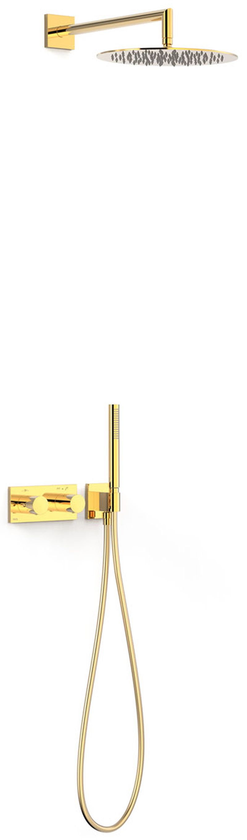 Tres B-System Duschset Unterputz mit Thermostat mit Kopfbrause gold 30735204OR
