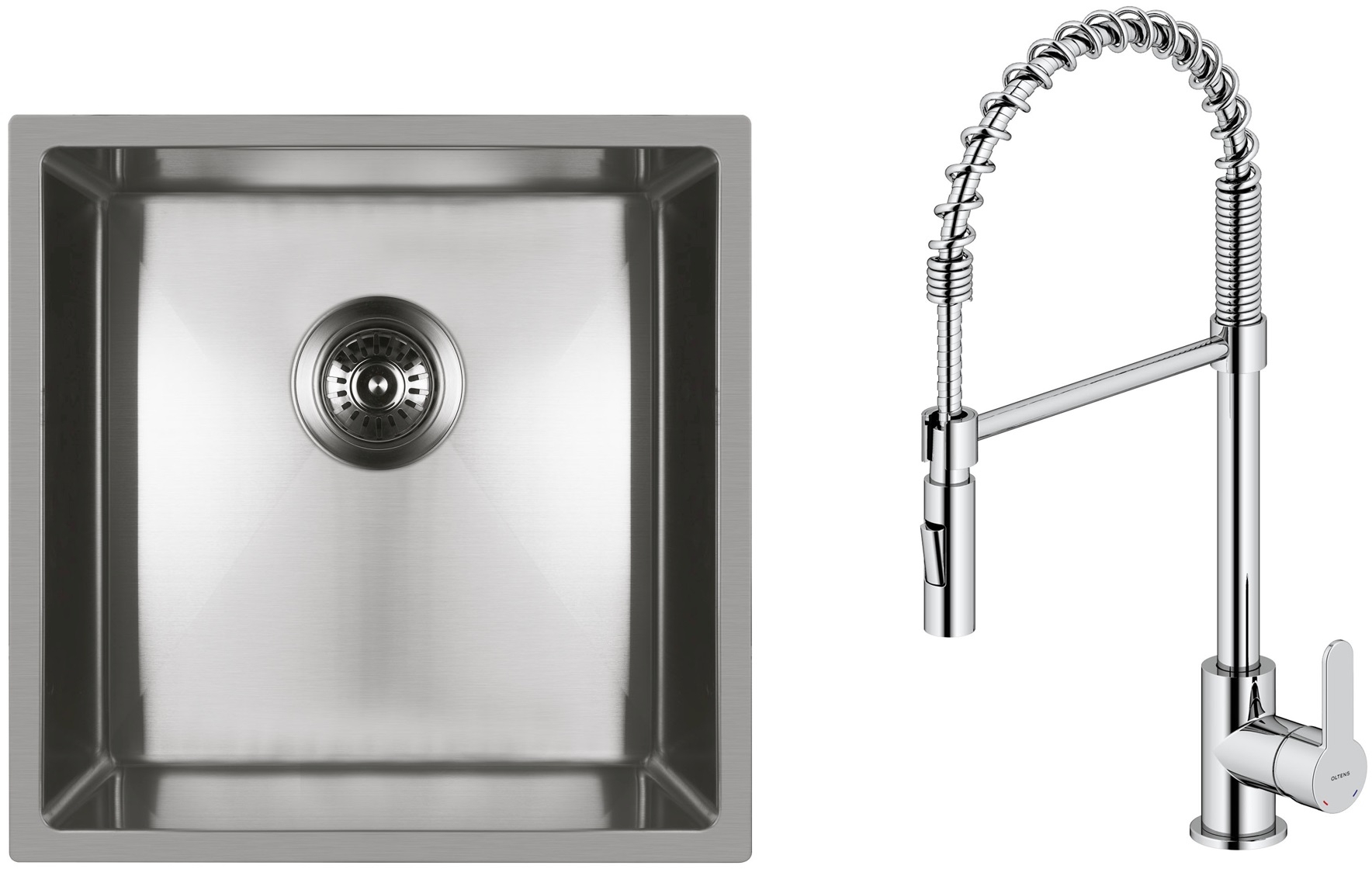 Set Küchenarmatur Oltens Duf 35203100, Edelstahlspüle Oltens Stalvask 71100100