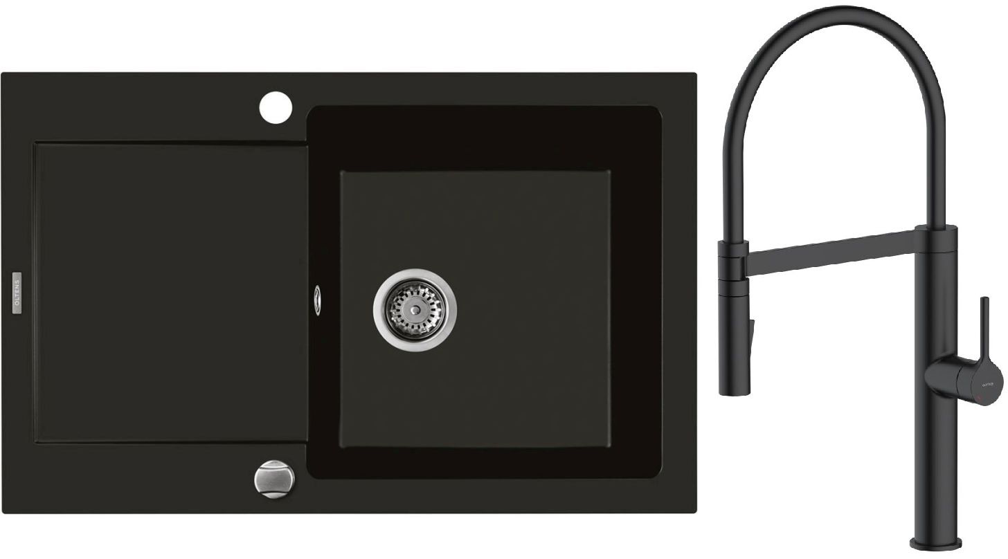 Set Küchenarmatur Oltens Borga 35207300, Granitspüle Oltens Gravan 72100300