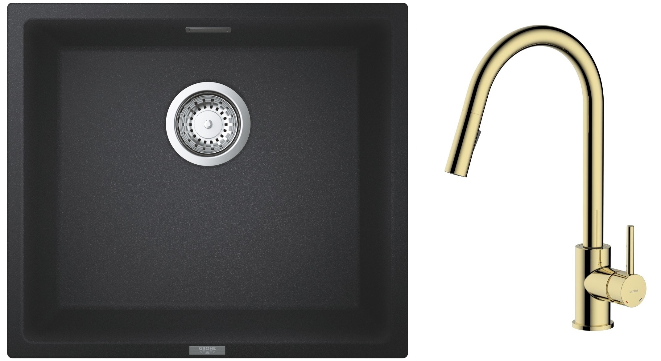 Set Küchenarmatur Oltens Litla 35204800, Granitspüle Grohe K700 31653AP0