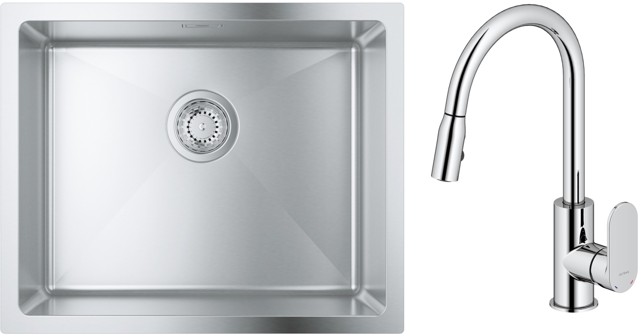Set Edelstahlspüle Grohe K700 31574SD1, Küchenarmatur Oltens Lista 35202100