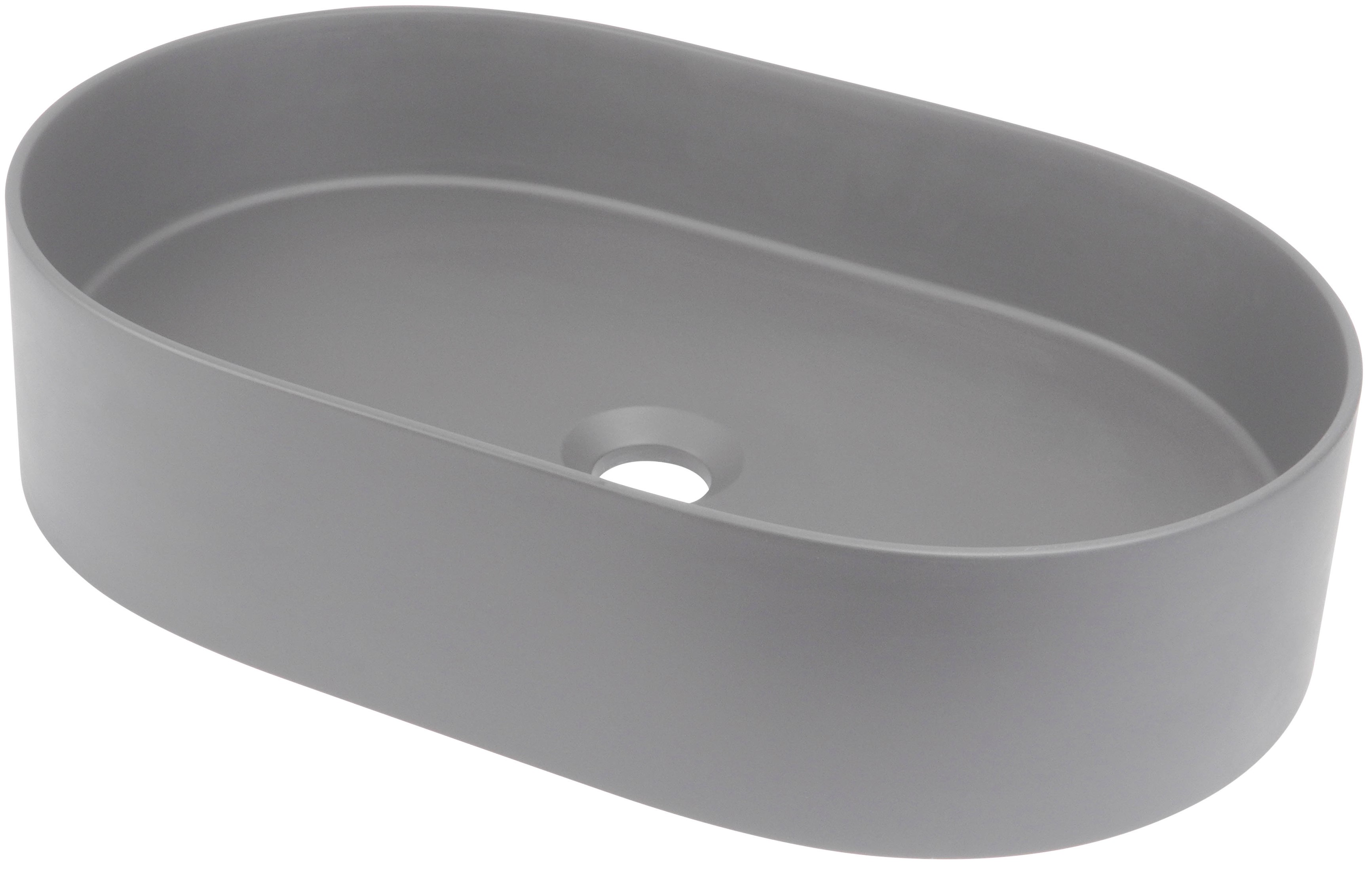 Deante Silia Waschbecken 55x35 cm oval Aufsatzwaschbecken grauer Stein matte CQS_SU6S