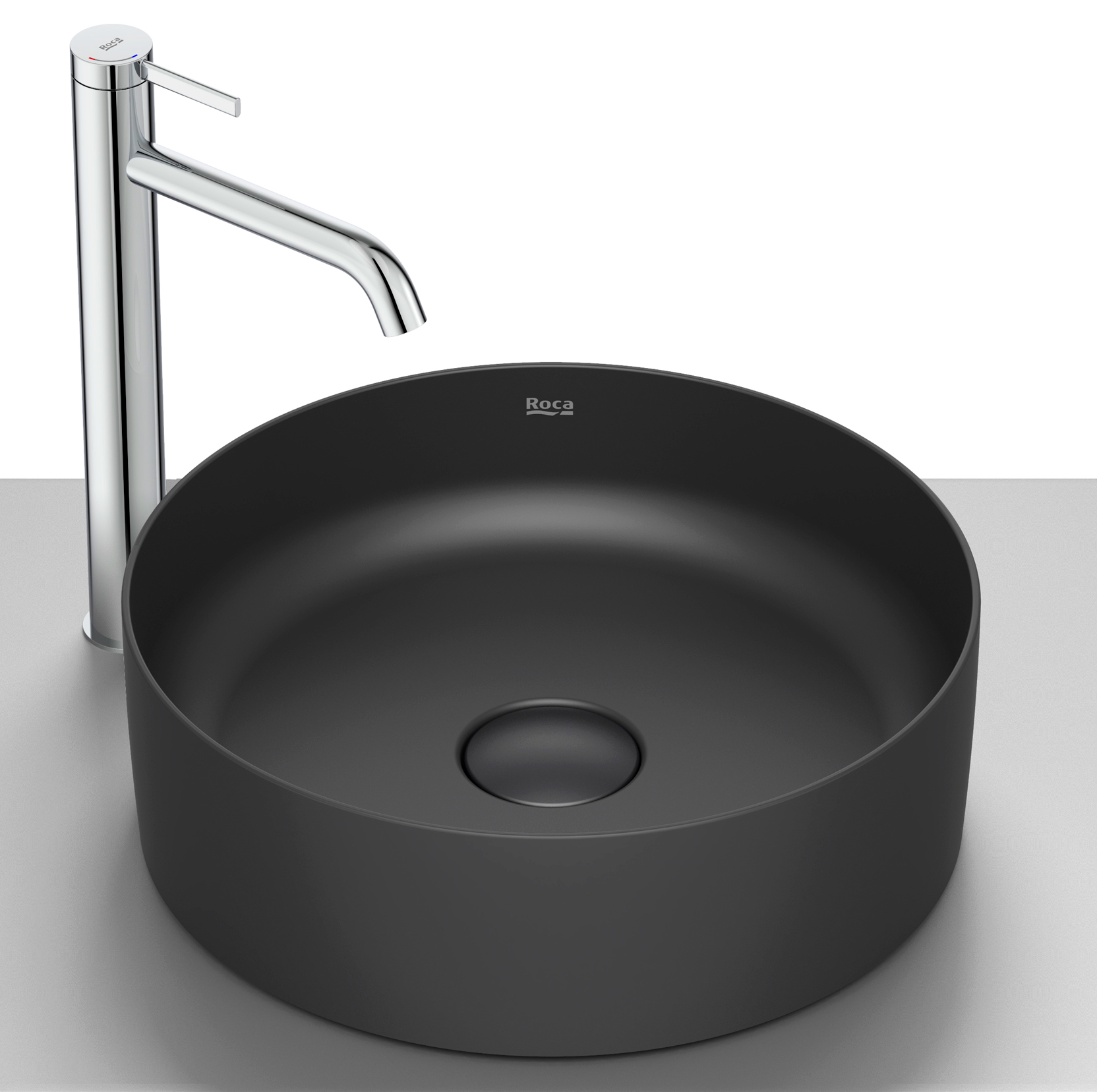 Roca Terra Waschbecken 39x39 cm rund Aufsatzwaschbecken schwarz matte A32787N080