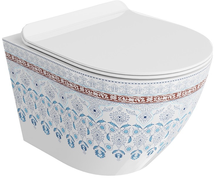 LaVita Sofi Slim WC-Becken mit Absenkautomatik-Sitz hängend Spülrandlos weiß-mehrfarbig Glanz 5900378335412
